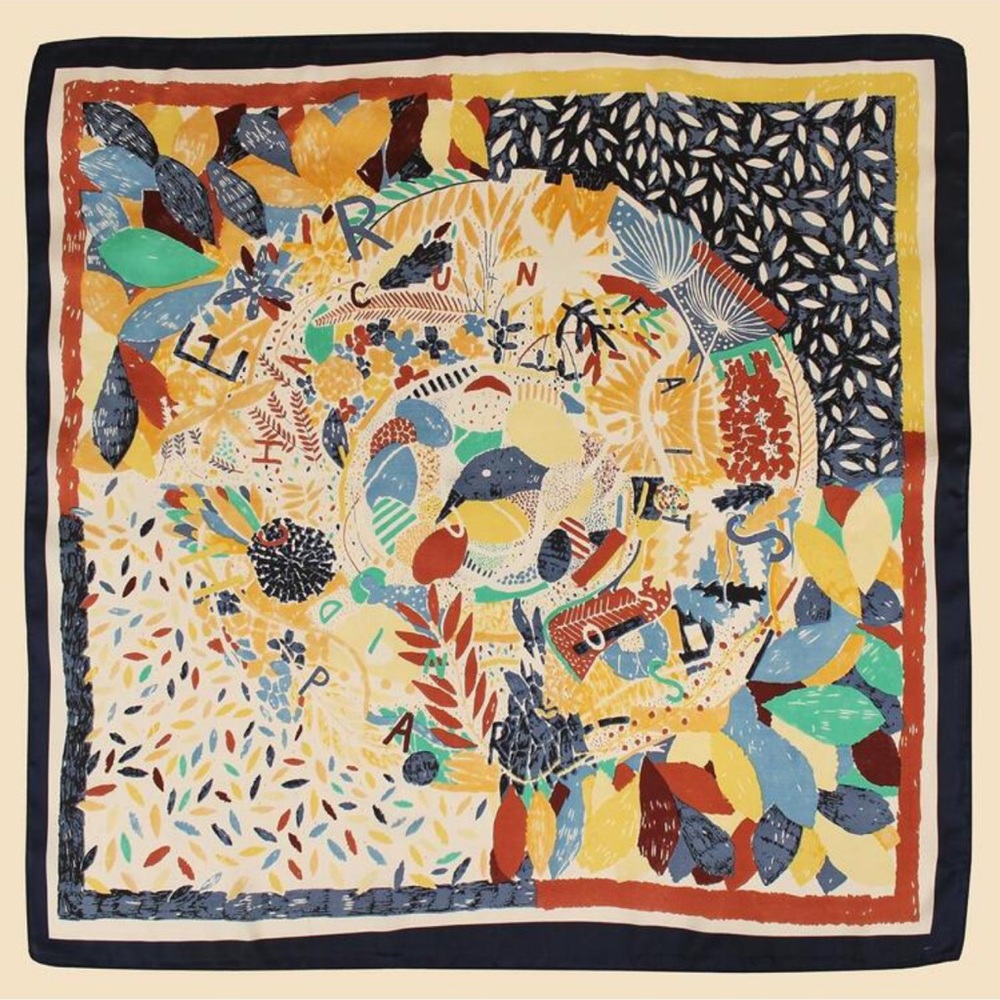 Hermes Chacun Fait Son Nid Silky Head Wrap Scarf